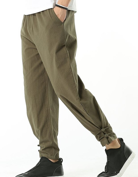 cotton blue/gray/green/red/gray male haroun tang pants kung fu martial arts trousers tai chi wushu lay meditation bloomers