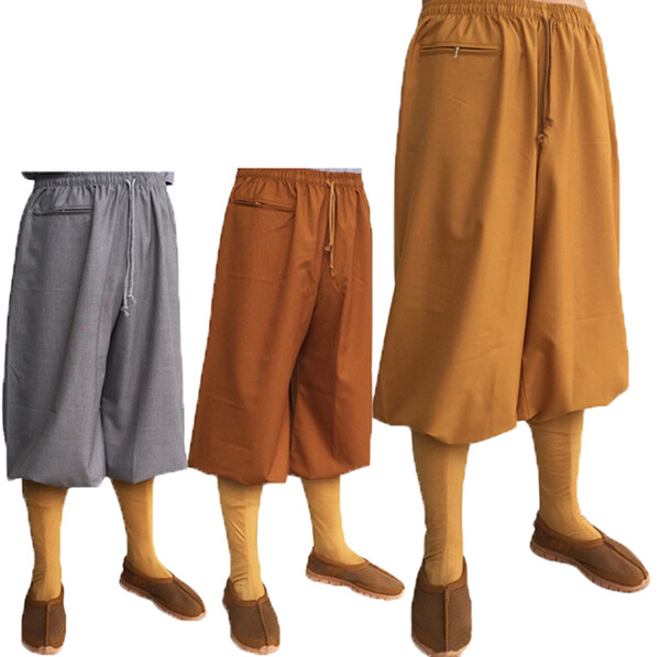 New Spring Autumn Buddhism Arhat Costume Pant Thick Monk Wushu Pants