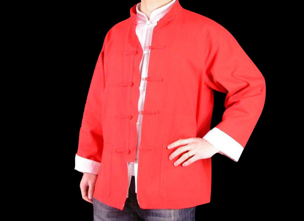 100% Cotton Red Kung Fu Martial Arts Tai Chi Jacket Coat XS-XL or Tailor Custom Made