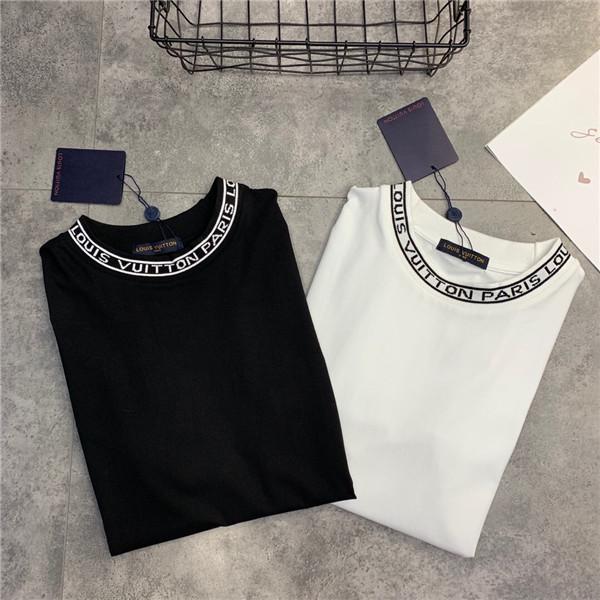 19ss New Arrival L Lovers Cotton Tshirts Paris V Printing RIB COLLAR Short Sleeve Summer Tee Breathable Vest Shirt Outdoor T-shirt