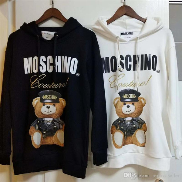 18ss Luxury Designer Moschinos Bear Printed Women Men Oversize Casual jumper Sweatshirts Sweater Streetwear Pullovers Outdoor Hoodies