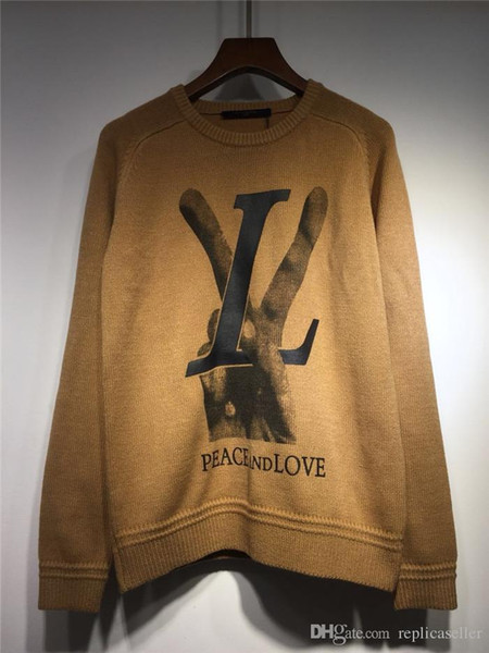 18ss luxury designer peace and love Knitted Scissorhands Sweater Women Men jumper Sweatshirts Sweaters Streetwear Pullovers Outdoor Hoodies