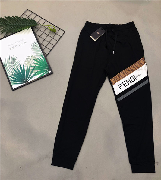 19ss FEND Oblique Stripe Pants FF ROMA 1925 elastic waist track Trousers Men Women fashion sport Jogger Sweatpants Outdoor Pants