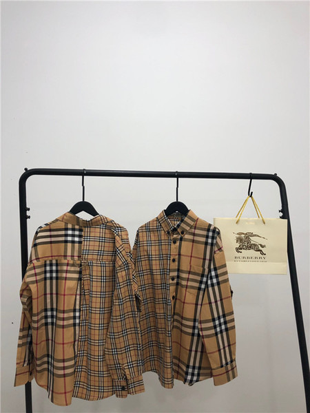 19ss BBR Paris Plaid Blouse leisure Tee Printing shirt Breathable long Sleeve Tshirt Men Women blouses Casual Outdoor Streetwear Tshirts