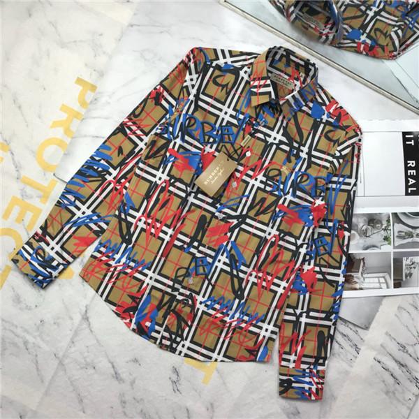 19ss New Arrival BBR Graffiti Paris Blouse leisure Tee shirt Breathable long Sleeve Tshirt Unisex blouses Casual Outdoor Streetwear Tshirts