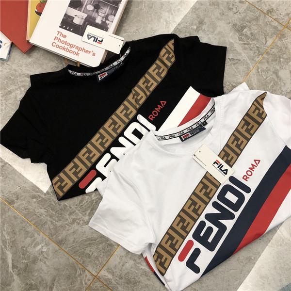 FEND Lovers Cotton Tshirts Paris FF Printing Oblique Stripe Short Sleeve Summer Tee Breathable Vest Roma Shirt Streetwear Outdoor T-shirt