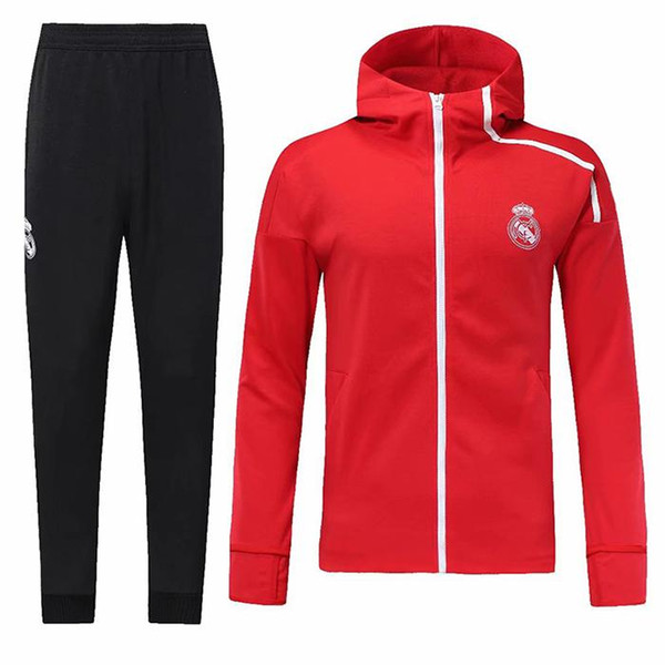 Thailand Real Madrid Hoodies Jacket Kit Soccer Training Suits 2018 Long Sleeve Tracksuit Men Real Madrid Hooded Survetement Uniforms