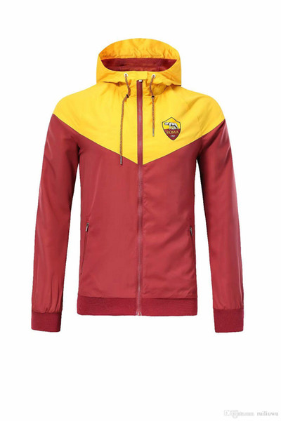 Top quality 2018 19 Roma windbreaker jackets windbreaker long sleeve jacket coat soccer jersey training wear