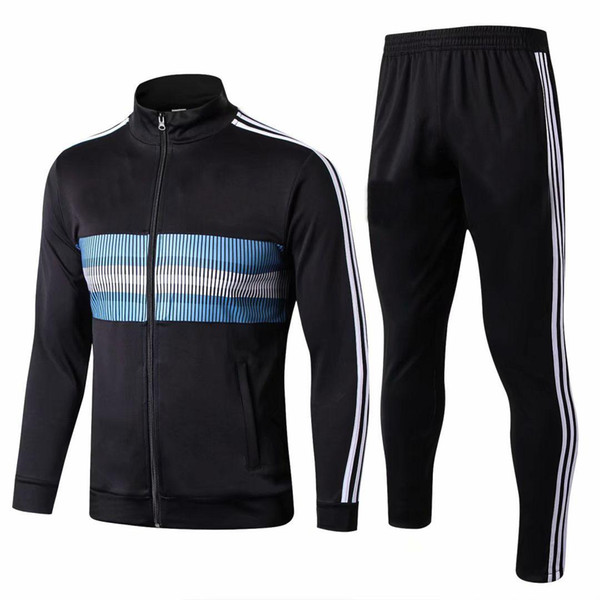 2018 Argentina Training Tracksuit Jacket Mens 18 19 Argentina Soccer Jacket Suit Set Soccer Tracksuit Black Pants Sportwear