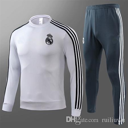 Top Real Madrid soccer jacket 2018/19 chandal full zipper tracksuit 18 /9 de foot ISCO Real Madrid jacket pants Chandal Training kit