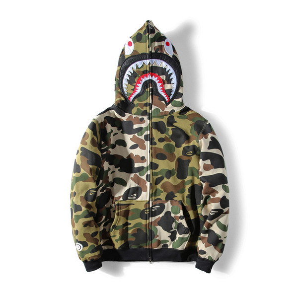 Mens designer jackets A Bathing AAPE HIP HOP Ape Shark Hooded Hoodie Coat Camo Full Zip Jacket Windbreaker jacket for man woman