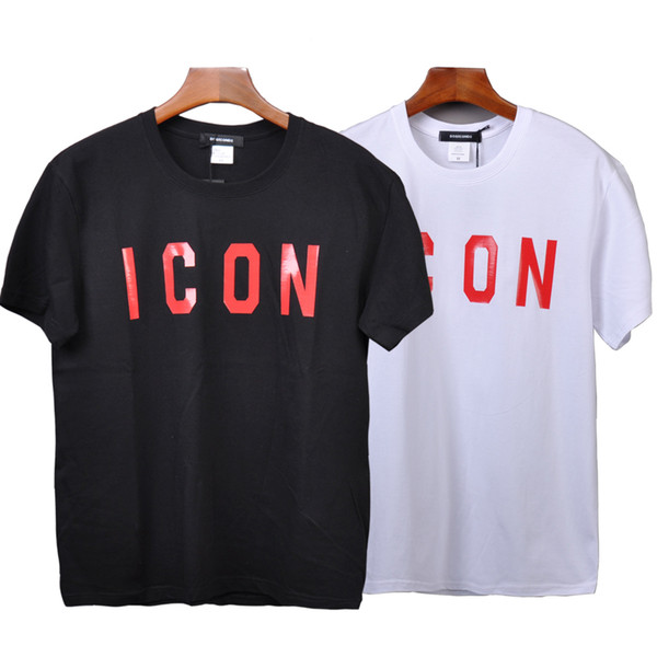 2019Summer Men's T-shirts with round collar and short sleeves are supplied directly by 100% cotton manufacturers with black and white thick