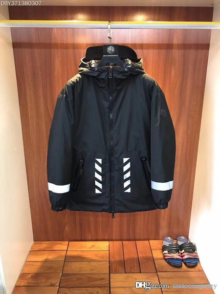 17FW luxury brand designer Off Collaborate 3M Reflective Goose Down Jacket Women Men Sweatshirts Streetwear Pullovers Outdoor Hoodie Coat