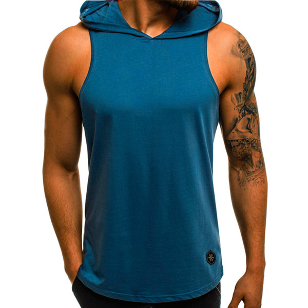 2018 New Products Fitness Men Bodybuilding Cotton Sleeveless Top Solid Stringer Hoodie Tank Top Summer Mens hooded Shirts Cotton Vest