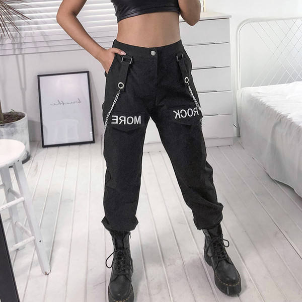 Europe and the United States 2019 autumn women's new fashion zipper strap casual overalls women's beam pants