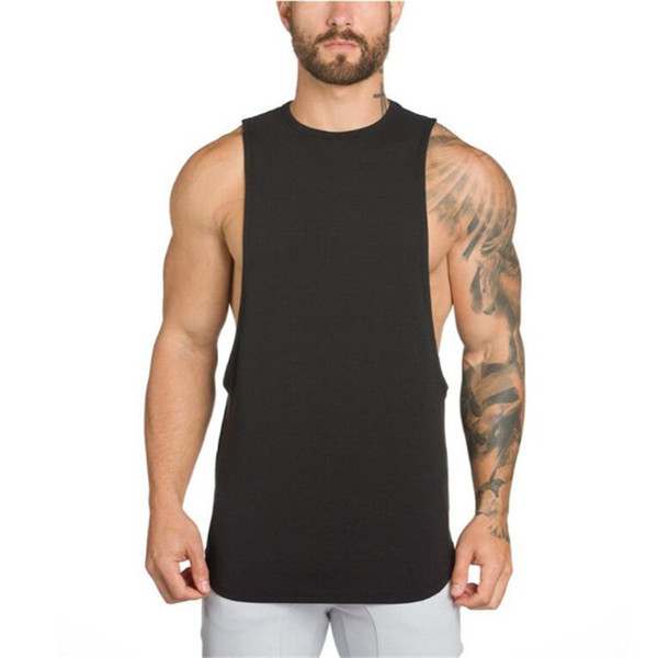 2018 Cotton Big Size Summer men clothing Tank Tops Black White Gray Singlets Sleeveless fitness men vest Bodybuilding t shirt