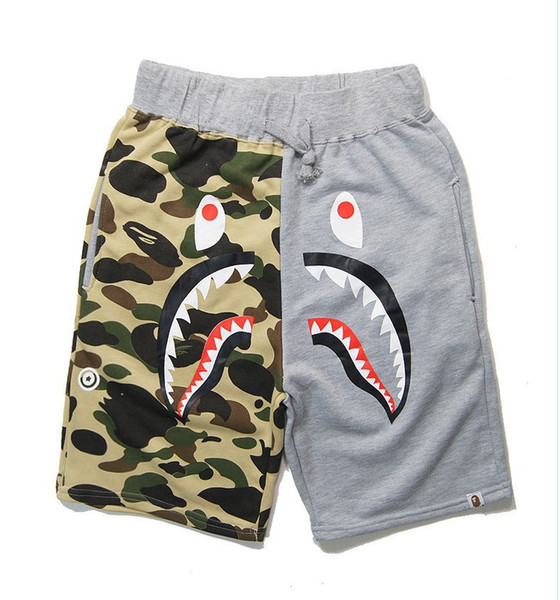 Ape shark Beach shorts Ape Japan Men Shark Jaw Shorts Camo Print Color Pants Off Men Leisure pants White for Summer free shipping