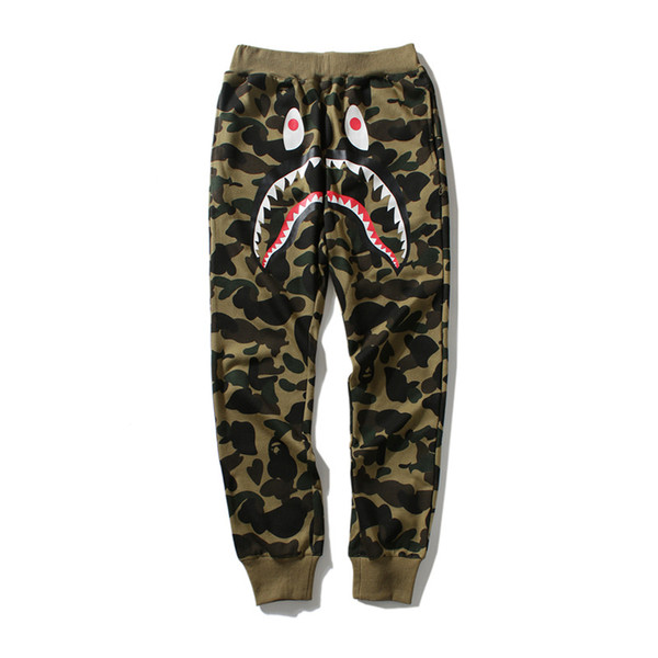 Mens designer pants A Bathing HIP HOP camo Shark mouth cotton ape outdoor wear autumn mens joggers Street clothing size m-2xl