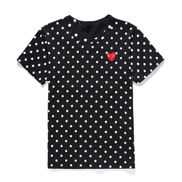 HEYPLAY Japanese Tide brand T-shirt heart and men's clothing Cotton round neck short-sleeved love wave point Red heart couple models