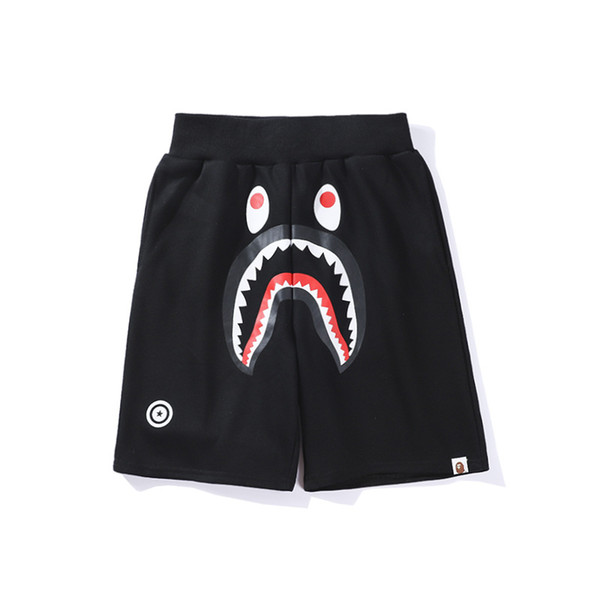 Famous Brand Ape Beach shorts Cartoon Printed Shark head WGM Off Men Women Leisure pants White for Summer free shipping