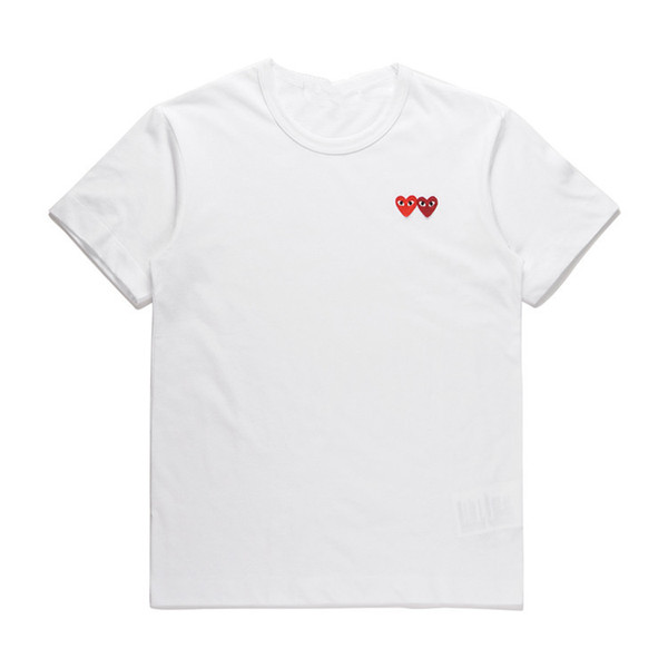 Mens Designers T Shirts Japanese COMMES OFF Men Women WITH Cotton Des GARCONS Short Sleeves OFF Double RED Heart Love Couple Lovers