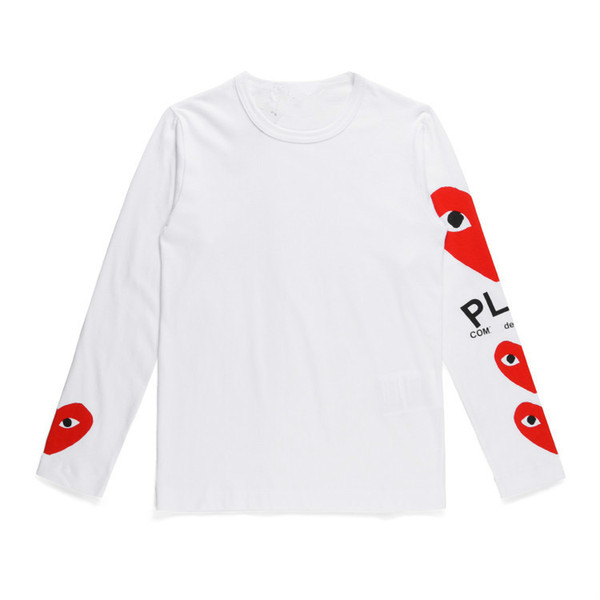 Fashion Style Commes Men Women Long-sleeved Tee Shirts Des Garcons Off Red Heart T-shirt Cotton Wear White Breathable Love Bottoming Shirt