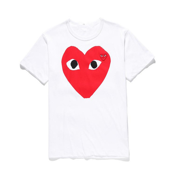 Mens designers t shirt commes cotton dess garconss tee CDGplay print love heart T-shirts Summer clothes vetements