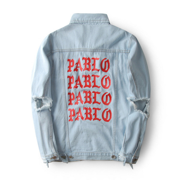 Mens designer jackets GD KANYE west PABLO washed old damaged cowboy jacket clothes yezus fear god