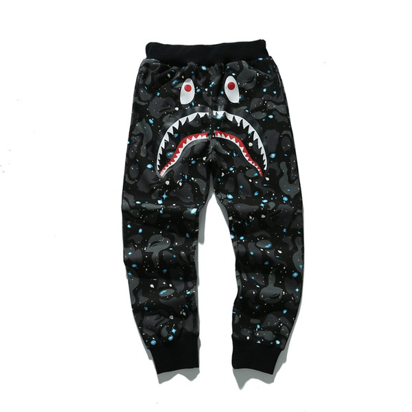 18SS Mens designer pants A Bathing HIP HOP camo Shark mouth cotton ape outdoor wear autumn mens joggers for man woman size m-2xl