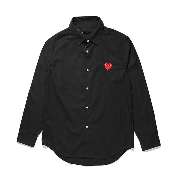 Women Shirts Commes Japanese Heart Long-sleeved Des Garcons Off Men Women with Cotton Black Red Cardigan Shirt White Couple Lovers Vetement