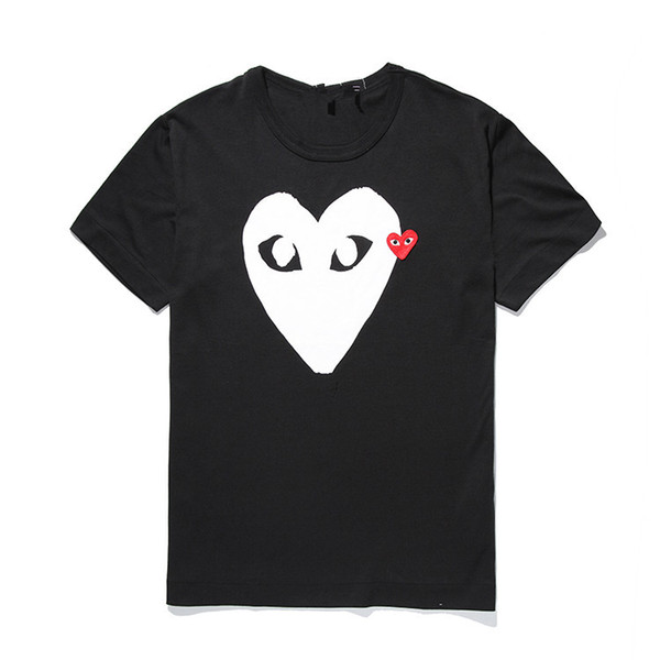 Mens Designers T Shirts COMMES Peach Heart T-shirt DES GARCONS Men Women Cotton Love Short Sleeve Black Big White Heart Women Clothes Cheap