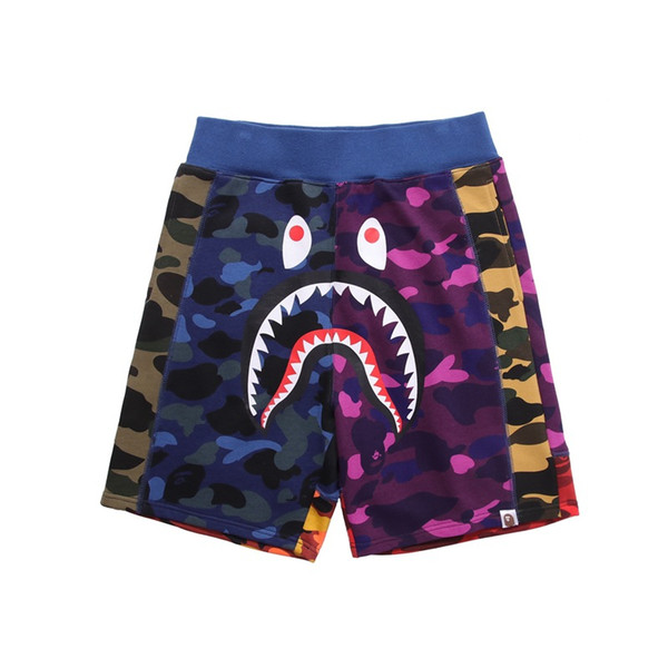 2019 New Mens Shorts Ape Camouflage Casual Pants Shorts Off A Bathing Aape Ape Basketball Shorts White Shark Printing Joggers Cotton Cheap