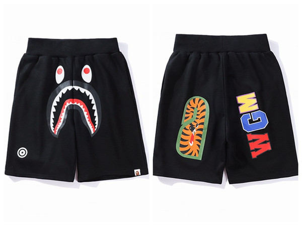 Famous Brand Ape Beach shorts Printed Shark head WGM Off Men Women Leisure pants White for Summer free shipping fear god hip hop A+++