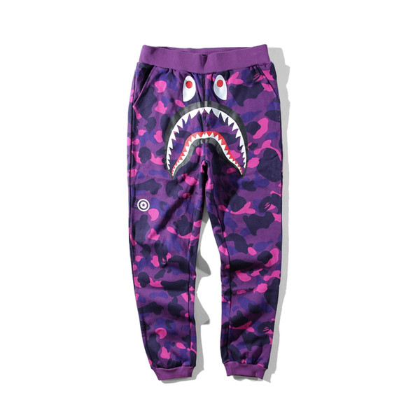 Mens designer pants A Bathing aape camo Shark mouth cotton ape trousers designer winter coats hip hop for man vetements