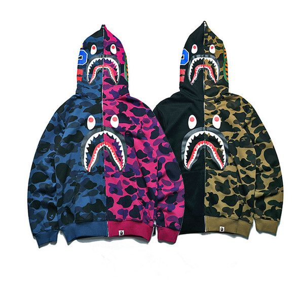 A Bathing AAPE Ape mens designer jackets Shark Hooded Hoodie Coat Camo Full Zip Jacket Windbreaker jacket for man size M-XXL