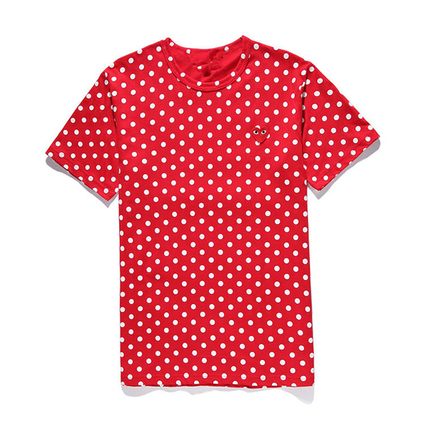 Fashion mens designers T Shirt COMMES Japan Red Heart Des Garcons Off black White Striped Short for man woman summer dolce