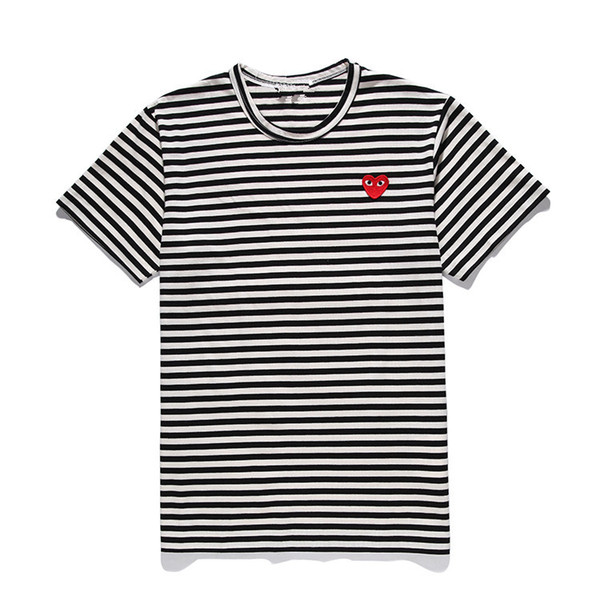 19ss Mens designers t shirt COMMES Japan Red Heart Des Garcons Off black White Striped shirts Short tee for summer clothing dolce