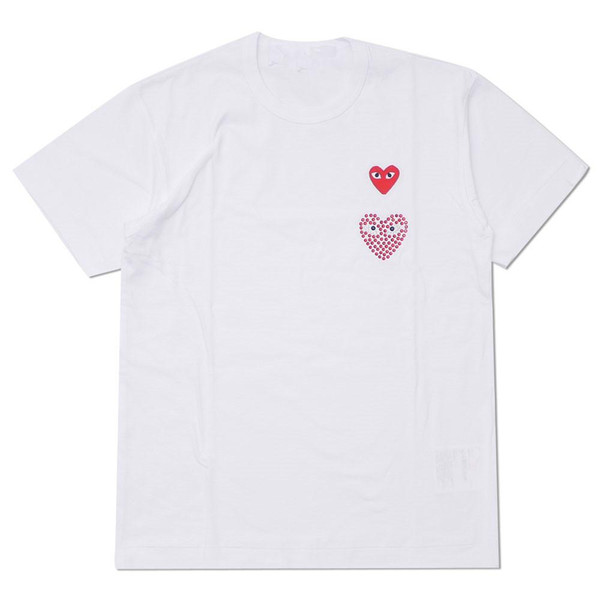 Mens designers t shirts commes cotton des garconss tee Embroidered heart CDGplay print love T-shirts dolce clothing vetements