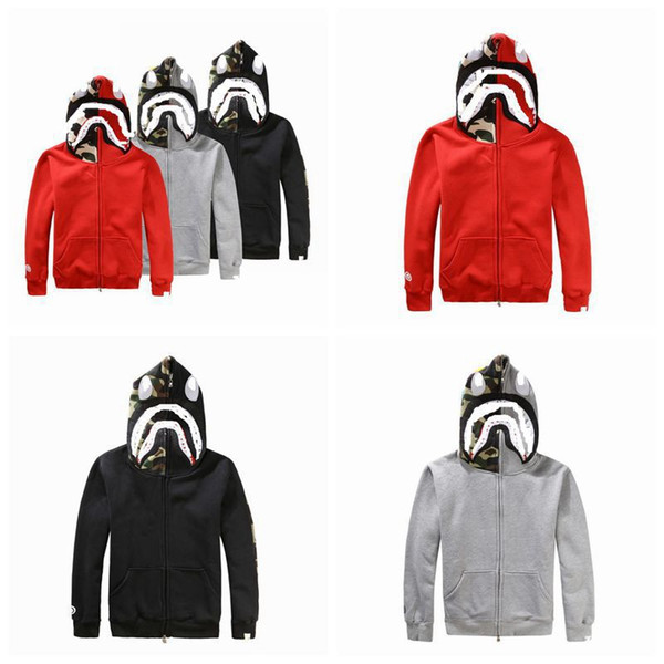 Men Wear APE Sweatershirt Color Camo Full Zip Shark Hoodie Reflector Windbreadker jacket Hooded fear god