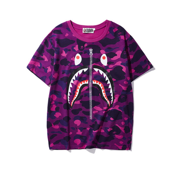 19ss mens designers t shirts camo Print Shark mouth cotton T-shirt a bathing aape Casual ape sport Tee Shirts for summer dolce