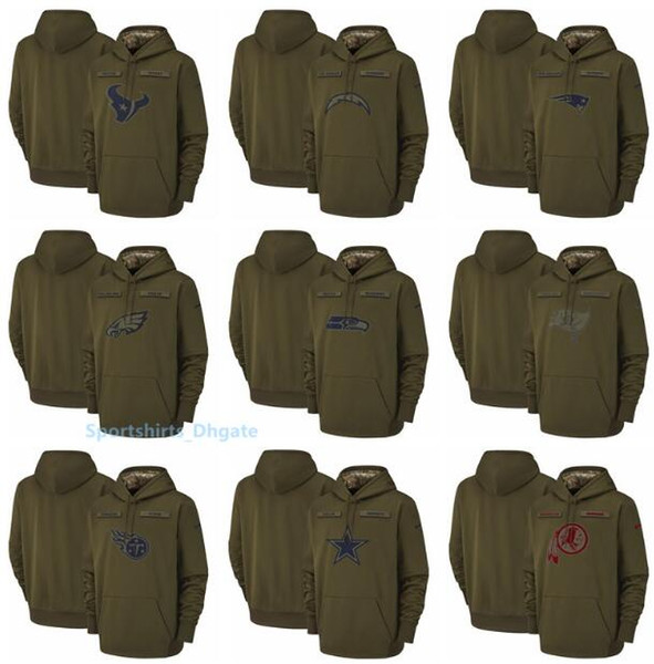 Men Seattle Seahawks Dallas Cowboys Buccaneers Titans Washington Redskins Salute to Service Sideline Therma Performance Pullover Hoodies