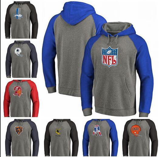 New Pittsburgh Bengals Detroit Lions Patriots Steelers Seattle Seahawks Tampa Bay Buccaneers Fanatics Gray Tri-Blend Raglan Pullover Hoodies