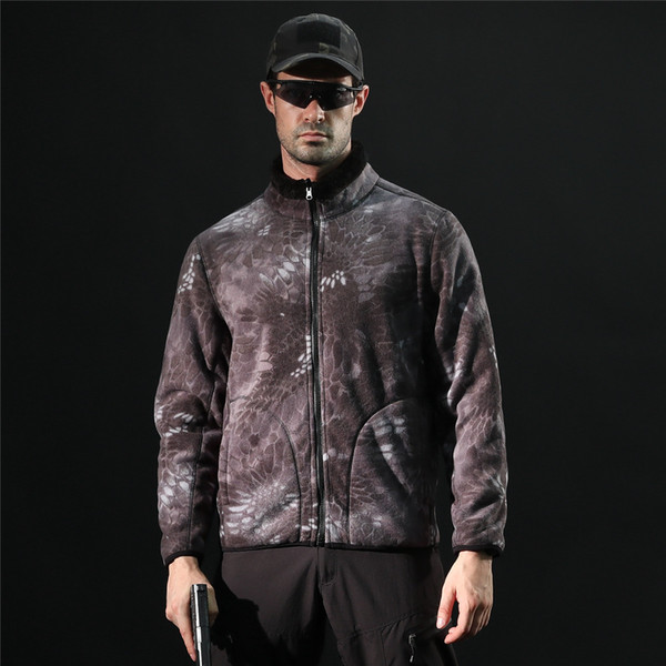 Shanghai Story Men's Reversible Camo Fleece Jacket tactical Coat For Men