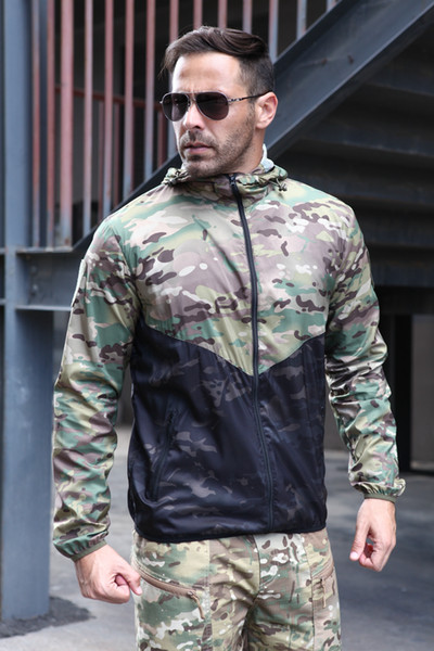 Shanghai Story Tactical Camo Skin Jackets Men Lightweight Military Jacket Male Sunproof Thin Hooded Windbreaker Coat Size S-3XL