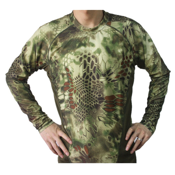 Shanghai Story Breathable Elastic Quick-Drying Man Outdoor Tactical Camouflage Tight Speed Dry Combat Tactical Long Sleeve T-Shirt men's Tee