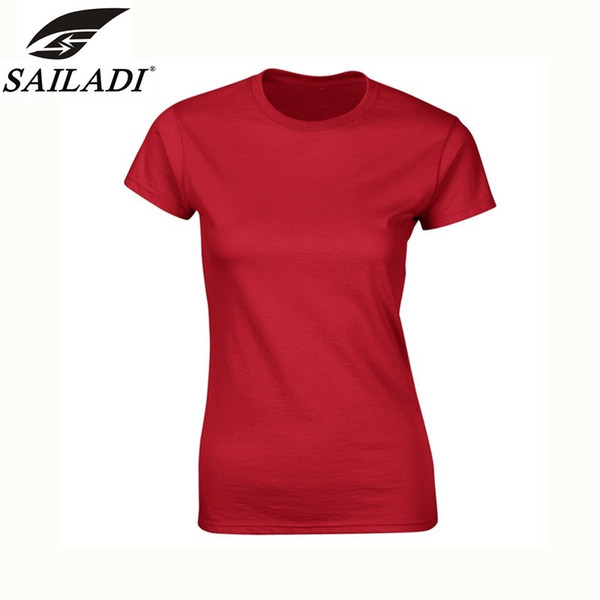 SAILADI luxurious Brand Women Fashion Short Sleeve Cotton Round neck Outdoor sports T-shirts free shipping size S-XL S2205