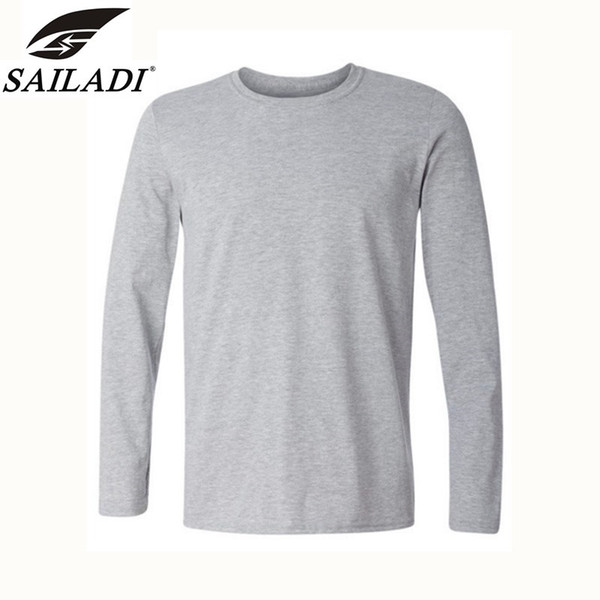 SAILADI luxurious Brand Men Long sleeve Cotton Outdoor Breathable Running Sportwear Round Neck Training Sport T-Shirts size S-2XL S2207