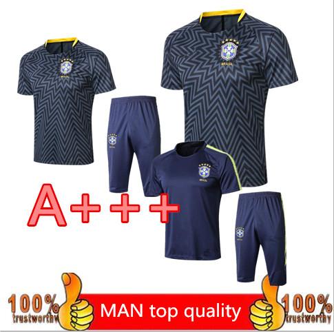 national team 2018 brazil survetement soccer tracksuit 18/19 World Cup Brazilians Maillot de foot short slevees 3/4 pants football shirt uni