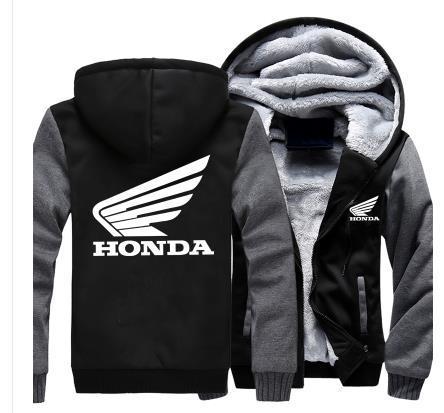 winter Hoodies Motorcycle Logo honda Red white Print Thicken Men women Warm autumn clothes sweatshirts Zipper jacket fleece hoodie