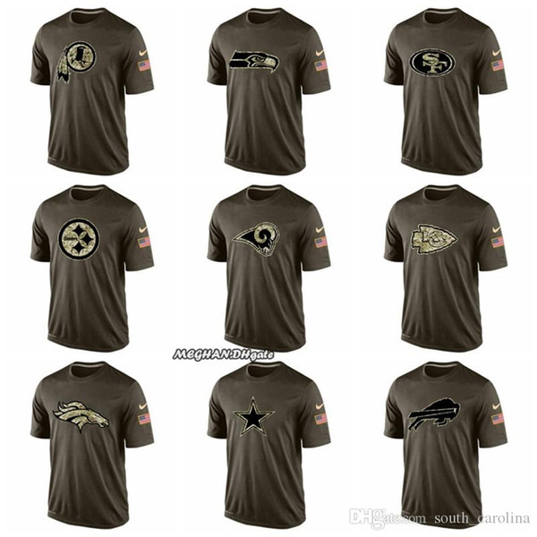 Men Washington Redskins Seattle Seahawks Los Angeles Rams Kansa sCity Chiefs Dallas Cowboys Buffalo Bills Salute To Service T-Shirt